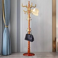 Birch Coat Rack Freestanding, Wooden Tree Coat Rack With 14 Hooks, Pure Natural Solid Tree Coat Hanger With Stable Disc Base, Adjustable Floor Hanger For Hat, Bedroom Living Room Office(Mahogany)… -Safavieh Furniture 51t60CNwMuL. AC