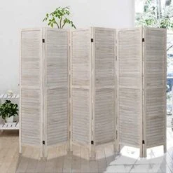 6 Panel Room Divider, Wood Room Divider Temporary Wall, Extra Wide Folding Room Dividers And Privacy Screens, Dividers For Bedroom Studio Apartment Dorm(White) -Safavieh Furniture 51t8Oxb8TlL