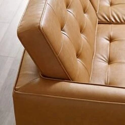 Modway Loft Tufted Button Faux Leather Upholstered Sofa In Silver Tan -Safavieh Furniture 51tGmKOe7BL