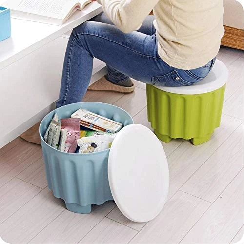 DOUBAO Plastic Storage Stool Multi-Function Overlay Storage Stool Fashion Creative Adult Stool Furniture (Color : D) 2 DOUBAO Plastic Storage Stool Multi-Function Overlay Storage Stool Fashion Creative Adult Stool Furniture (Color : D) - Image 2
