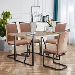 NYEESS 55 In Modern Dining Table Set For 4,Kitchen Table Set,Modern Dining Room Sets For 4,Wood Dining Table And Tech Cloth Dining Chair 4-Piece Set Suitable For Dining Room,Kitchen (Brown + Linen) 8 NYEESS 55 In Modern Dining Table Set For 4,Kitchen Table Set,Modern Dining Room Sets For 4,Wood Dining Table And Tech Cloth Dining Chair 4-Piece Set Suitable For Dining Room,Kitchen (Brown + Linen) -Safavieh Furniture 51tK7BpEoqL