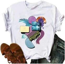 Womens Summer TopsWomens Short Sleeve Tops Nail Polish Printed Tshirt Summer Versatile Tees White O Neck Pullover -Safavieh Furniture 51tcx8aGFPL. AC