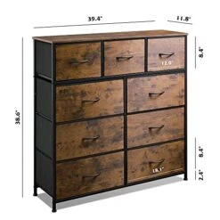 WLIVE 9 Drawer Dresser And 10 Drawer Tall Chest Organizer Set, Fabric Storage Tower For Bedroom, Nursery, Entryway, Closets, Charcoal Gray -Safavieh Furniture 51tlsdGzyTL