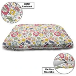 Ambesonne Colorful Wooden Dog House, Summer Nature Pattern With Doodle Of Bugs Beetles Dots Flowers And Sun, Indoor & Outdoor Portable Dog Kennel With Pillow And Cover, X-Large, Multicolor -Safavieh Furniture 51trXCJsFJL