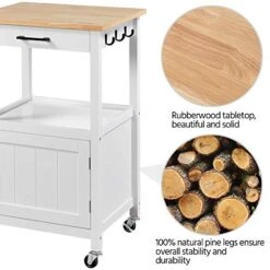 Yaheetech Rolling Kitchen Island With Single Door Cabinet And Storage Shelf, Kitchen Cart With Drawer On Swivel Wheels For Dining Room/Living Room, 18"x22"x35"H, White -Safavieh Furniture 51twTdLXbkL