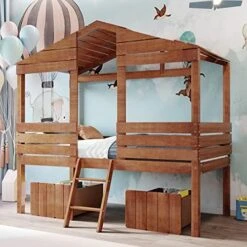 MeraxTwin Size Low Loft For Kids Wood House Bed With Drawer,Two Front Windows And Roof For Kids Teens, White -Safavieh Furniture 51tyLwWIfzL. AC