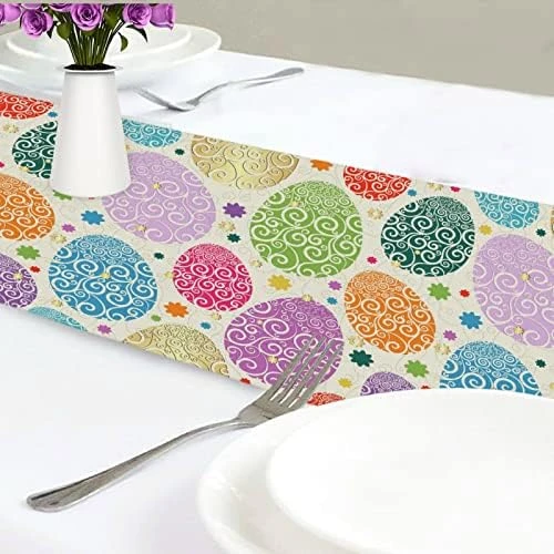 Exnundod St Patrick Shamrock Lucky Table Runner 90 Inches Green Cirrus Clovers Spring Runner For Spring Dining Table Kitchen Holiday Home Seasonal Decor 8 Exnundod St Patrick Shamrock Lucky Table Runner 90 Inches Green Cirrus Clovers Spring Runner For Spring Dining Table Kitchen Holiday Home Seasonal Decor - Image 8