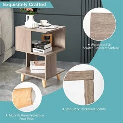 BZGKNUL 2 Pcs Asymmetrical Wooden Nightstand Set With Stable Thickened Board Solid Wood Structure Legs For Bedroom, Living Room, Sofa Couch, Hall -Safavieh Furniture 51u9QQEOTLL