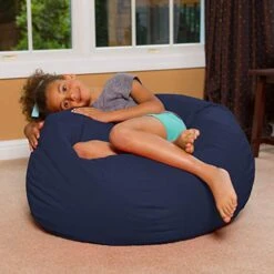Posh Creations Bean Bag Chair For Kids, Teens, And Adults Includes Removable And Machine Washable Cover, Solid Navy Blue, 38in - Large -Safavieh Furniture 51uKNKHuFLL