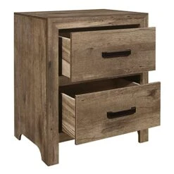 NewCosmos Bedroom Wooden Nightstand 1pc Weathered Pine Finish 2X Drawers Transitional Style Furniture -Safavieh Furniture 51uWqV7pxpL