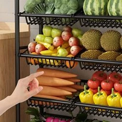 Free Standing Kitchen Storage Shelf Rack Kitchen Metal Rack Rack Floor Multi-layer Fruit And Vegetable Storage Rack Basket Trolley Storage Rack Kitchen Bakers Rack Microwave Oven Stand ( Color : 70cm -Safavieh Furniture 51ubwwJr2oL