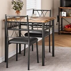 Amyove Dining Table Set For 4, Kitchen Table With 2 Benches, 3 Piece Dining Room Table Set With Upholstered Benches, Space-Saving Kitchen Table Set For Small Space, Apartment, Studio, Rustic Brown -Safavieh Furniture 51ugQyewy7L. AC
