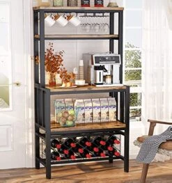 Lamerge Bakers Racks For Kitchens With Storage, 5-Tier Microwave Oven Stand,Freestanding Kitchen Utility Storage Shelf, Coffee Bar Station,Kitchen Rack Organization For Living Room,Brown