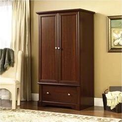 Contemporary Design Wardrobe Armoire With Storage Drawer In Cherry