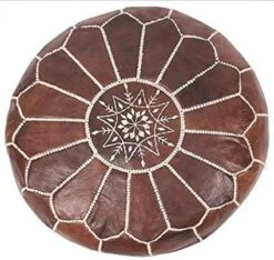 Moroccan Leather Pouf - Living Room Decor - Handmade Leather Pouffe - Luxury Dark Brown Pouf - Hassock & Ottoman Footstool - Royal Wedding Gift - Genuine Goatskin Leather - Ottoman Pouf - Unstuffed -Safavieh Furniture 51uwI2KzAKL. AC