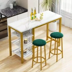 DKLGG 3-Piece Bar Table Set, 24" Square Counter Height Pub Table Dining Table Set With PU Leather Stools, Small Kitchen Table Bar Table And Chairs Set For Living Room, Kitchen, Small Space -Safavieh Furniture 51v44EJlw9L. AC