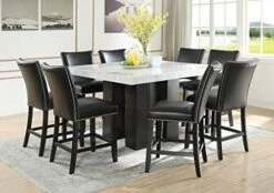 Steve Silver Camila Marble Top Square 9 Piece Counter Height Dining Set In Black