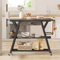 Bestier Coffee Bar Station, Kitchen Island Cart With Storage, Coffee Cart With Drawer, Paper Towel Holder And Lockable Wheels, Bar Table For Dinning Room Living Room, Gray 10 Bestier Coffee Bar Station, Kitchen Island Cart With Storage, Coffee Cart With Drawer, Paper Towel Holder And Lockable Wheels, Bar Table For Dinning Room Living Room, Gray -Safavieh Furniture 51vRTh84UXL
