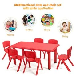 Costzon Plastic Stackable School Chairs, 6 Pack, Kids Learning Chairs With 11 Inch Seat Height, Carrying Handle, Waterproof Children Chairs For Playrooms, Schools, Daycares And Home (6 Pack, Red) -Safavieh Furniture 51vTpP6O1eL