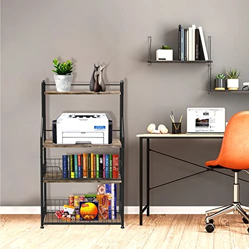 4 Tier Rolling Kitchen Bakers Rack With Storage 5 S Hooks, Kitchen Rolling Utility Cart With Shelves Wire Basket, Kitchen Serving Bar Cart, Microwave Oven Stand Fruit Vegetable Spice Organizer Rack 3 4 Tier Rolling Kitchen Bakers Rack With Storage 5 S Hooks, Kitchen Rolling Utility Cart With Shelves Wire Basket, Kitchen Serving Bar Cart, Microwave Oven Stand Fruit Vegetable Spice Organizer Rack - Image 3