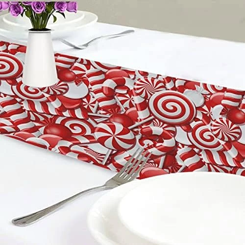 VKPSCHJ Christmas Candy Canes Table Runner 70 Inches Sugar Red Sweets Gift Runner For Dining Table Rustic Daily Use Kitchen Fall Seasonal Holiday Decor 10 VKPSCHJ Christmas Candy Canes Table Runner 70 Inches Sugar Red Sweets Gift Runner For Dining Table Rustic Daily Use Kitchen Fall Seasonal Holiday Decor - Image 10