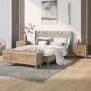 Bedroom Sets, 4-Pieces Queen Size Upholstered Platform Bed With 2 Nightstands And Storage Bench, Bedroom Furniture Sets, Queen Bedroom Sets, Beige