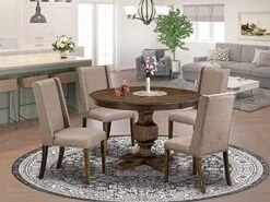 East West Furniture F2FL5-716 Dining Set, Medium -Safavieh Furniture 51vzk9SAAcL. AC