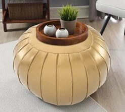 C COMFORTLAND Unstuffed Pouf, Faux Leather Poufs Cover, Large Round Poof Ottomans, Floor Bean Bag Ottoman, Foot Rest Storage Pouffe For Living Room, Bedroom, Or Gifts Gold -Safavieh Furniture 51w8UbpX0gL