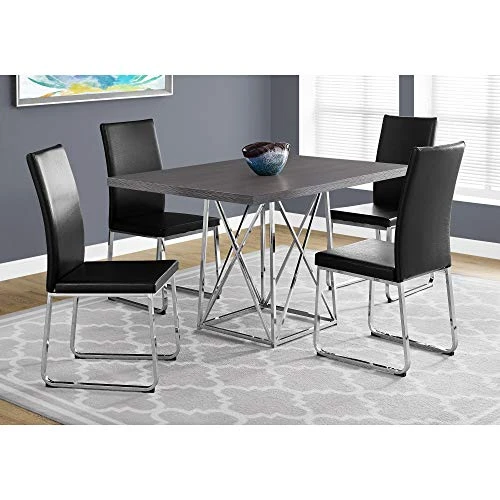 Monarch Specialties I Dining Table Metal Base, 36" X 48", Grey/Chrome 3 Monarch Specialties I Dining Table Metal Base, 36" X 48", Grey/Chrome - Image 3