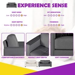 TYBOATLE Modern Living Room Sectional Sofa Sets 2 Piece, 65” W Tufted Mid-Century Loveseat Couch W/ 2 USB Charging Ports And Comfy Accent Arm Chairs For Small Space, Apartment, Office (Dark Grey) -Safavieh Furniture 51wFUN0k6PL