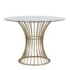 COSMOLiving By COSMOPOLITAN Westwood Modern Clear Tempered Glass Round Top Dining Table With Hourglass Gold Base - Brass