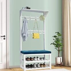 Metal Heavy Duty Hanger With Double Hooks, Free Standing Hall Tree Coat Rack Stand With Shoe Rack And Bench, 4 In 1 Design, For Entryway Hallway Living Room Bedroom -Safavieh Furniture 51wQPLHC8iL. AC 1
