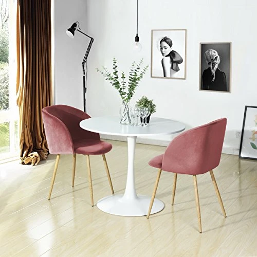 EGGREE Mid-Century Modern Accent Living Room Chair Upholstered Velvet Armchair Kitchen Dining Chair With Solid Steel Leg For Living Room Bedroom Reception Room Accent Furniture,Rose Pink 4 EGGREE Mid-Century Modern Accent Living Room Chair Upholstered Velvet Armchair Kitchen Dining Chair With Solid Steel Leg For Living Room Bedroom Reception Room Accent Furniture,Rose Pink - Image 4