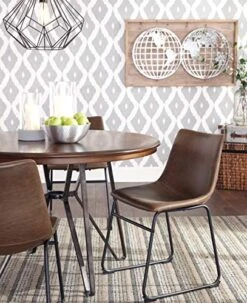 Signature Design By Ashley D372-15 Round Style Centiar Dining Room Table, Standard, Rustic Brown - Mid Century Modern -Safavieh Furniture 51wZyKd89WL