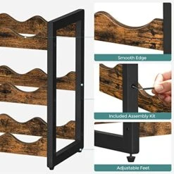 SONGMICS Countertop Wine Rack, 3-Tier Display Wine Storage Shelves, Holds 12 Bottles, Bamboo Wobble-Free Bottle Holder For Kitchen Bar Dining Room Living Room, Rustic Brown And Black UKWR011B01 13 SONGMICS Countertop Wine Rack, 3-Tier Display Wine Storage Shelves, Holds 12 Bottles, Bamboo Wobble-Free Bottle Holder For Kitchen Bar Dining Room Living Room, Rustic Brown And Black UKWR011B01 -Safavieh Furniture 51wopreYSZL