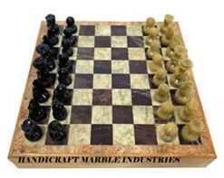 Best For Gift Wooden Chess Board With Marble Chess Pieces, The Queen's Gambit, Harmon Chess Player, Borgov Chess Player, Ready To Dispatch -Safavieh Furniture 51wqBZRxwgL