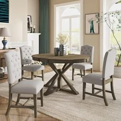 5 Piece Dining Table Set, Kitchen Table Sets, Counter Height Dining Table Set With Faux Marble Dining Table And 4 Upholstered-Seat Chairs, Dining Room Table Set For Kitchen/Living Room, Gray -Safavieh Furniture 51x6a1vWWaL. AC