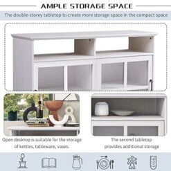 LUMISOL Kitchen Buffet Sideboard With 2 Glass Sliding Doors And Adjustable Shelves, Console Table Storage Cabinet For Dining Room Living Room, Antique White 9 LUMISOL Kitchen Buffet Sideboard With 2 Glass Sliding Doors And Adjustable Shelves, Console Table Storage Cabinet For Dining Room Living Room, Antique White -Safavieh Furniture 51x72ozbdnL