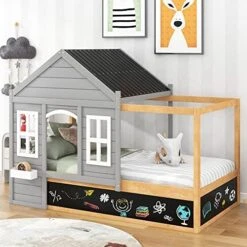 DEINPPA Twin Size House Bed With Drawer, House Platform Bed With Roof And Window, Cute Montessori Bed For Toddlers Kids Boys Girls -Safavieh Furniture 51xG0LYtCuL. AC