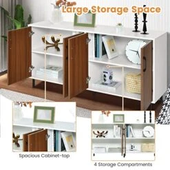 Giantex 4-Door Large Buffet Sideboard, Kitchen Storage Cabinet, Wooden Buffet Server Cupboard, 5-Leg Structure, Accent Cabinet, Ideal For Living Room 11 Giantex 4-Door Large Buffet Sideboard, Kitchen Storage Cabinet, Wooden Buffet Server Cupboard, 5-Leg Structure, Accent Cabinet, Ideal For Living Room -Safavieh Furniture 51xHO3YMTTL