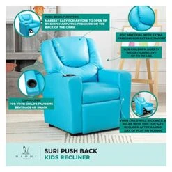 Naomi Home Kids Recliner Chair With Footrest & 2 Cup Holders, Push Back Toddler Recliner With Cup Holder, Microfiber Kids' Recliners For Age 3+, Kid Recliners For Girls Boys (Basic, Navy) 12 Naomi Home Kids Recliner Chair With Footrest & 2 Cup Holders, Push Back Toddler Recliner With Cup Holder, Microfiber Kids' Recliners For Age 3+, Kid Recliners For Girls Boys (Basic, Navy) -Safavieh Furniture 51xkEq86W6L