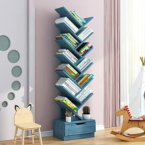 PAKMEZ Tree Shelf, Tree Shape Bookshelf, Bookshelf With Drawer, Room Divider Filing Rack Storage Rack, Space Saving,for Living Room Home Office Bookshelves In Office (Color : Blue, Size : 10 Floors) 8 PAKMEZ Tree Shelf, Tree Shape Bookshelf, Bookshelf With Drawer, Room Divider Filing Rack Storage Rack, Space Saving,for Living Room Home Office Bookshelves In Office (Color : Blue, Size : 10 Floors) - Image 8