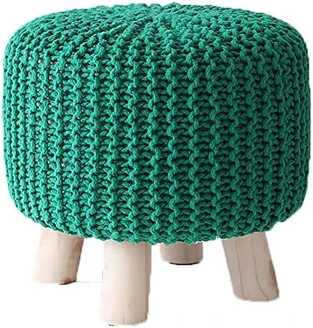 ALDEPO Shoe Cabinet Round Footstool Stool Small Footstool With Legs Upholstered Footstool With Removable Linen Cover - Handmade Wool Knitted Stool (Color : Red) 13 ALDEPO Shoe Cabinet Round Footstool Stool Small Footstool With Legs Upholstered Footstool With Removable Linen Cover - Handmade Wool Knitted Stool (Color : Red) - Image 13