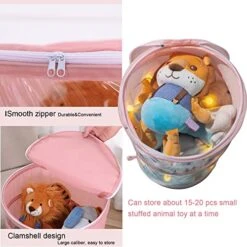 VAGRSS Stuffed Animal Storage Bucket Plush Toys Storage With LED Light Foldable Room Corner Organizer Toy Box Bins For Nursery, Play Room, Kid's Bedroom H19.7 X D12 Pink 10 VAGRSS Stuffed Animal Storage Bucket Plush Toys Storage With LED Light Foldable Room Corner Organizer Toy Box Bins For Nursery, Play Room, Kid's Bedroom H19.7 X D12 Pink -Safavieh Furniture 51xusz56fYL