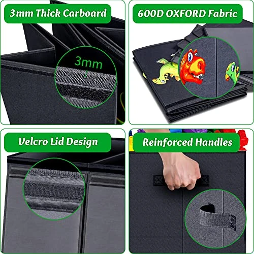 Toy Chest For Boys, Storage Bins For Toys, Toy Box For Boys, Kids Toy Storage Bins, Sturdy & Foldable, Removable Divider, Large Storage Containers For Playroom, Bedroom, Closet, Home, Dinosaur Pattern 2 Toy Chest For Boys, Storage Bins For Toys, Toy Box For Boys, Kids Toy Storage Bins, Sturdy & Foldable, Removable Divider, Large Storage Containers For Playroom, Bedroom, Closet, Home, Dinosaur Pattern - Image 2