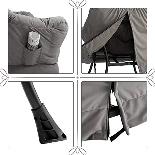 AcozyHom Modern Large Cotton Fabric Lazy Chair,Accent Contemporary Lounge Chair, Single Steel Frame Leisure Sofa Chair With Armrests And A Side Pocket, Smoky Grey 5 AcozyHom Modern Large Cotton Fabric Lazy Chair,Accent Contemporary Lounge Chair, Single Steel Frame Leisure Sofa Chair With Armrests And A Side Pocket, Smoky Grey - Image 5