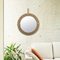 Stonebriar SB-5389A Small Round Wrapped Rope Mirror With Hanging Loop, Vintage Nautical Design, Brown , Tan -Safavieh Furniture 51y1bwbvjjL