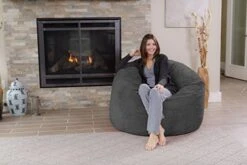 Chill Sack Bean Bag Chair: Giant 4' Memory Foam Furniture Bean Bag - Big Sofa With Soft Micro Fiber Cover - Charcoal -Safavieh Furniture 51y7Wuln1SL