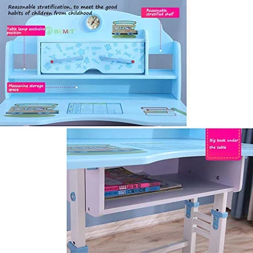 ATAAY Kids Desk Height Adjustable Study Table Study Desk Pull-Out Drawer Book Shelf Home Writing Desk Eye Protection Desk Child Sitting Posture Correction Chair 3 ATAAY Kids Desk Height Adjustable Study Table Study Desk Pull-Out Drawer Book Shelf Home Writing Desk Eye Protection Desk Child Sitting Posture Correction Chair - Image 3