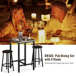 DKLGG 3-Piece Bar Table Set, 24" Square Counter Height Pub Table Dining Table Set With PU Leather Stools, Small Kitchen Table Bar Table And Chairs Set For Living Room, Kitchen, Small Space -Safavieh Furniture 51yFyjLU7hL